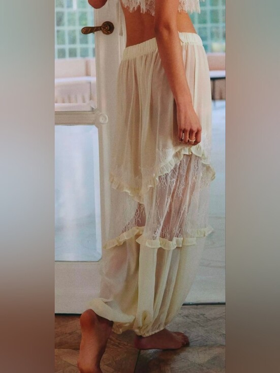Anthropologie Pants - Anthropologie LyreBird Sheer Ruffle Lace Panel Balloon Pants